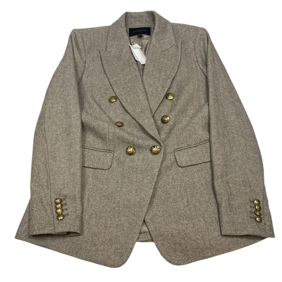 Banana Republic Jackets & Blazers - Women's Banana Republic Herringbone Icon Cream Blazer with Gold Buttons Size 8